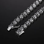 4mm Black Tennis Chain - 925 Silver Plated