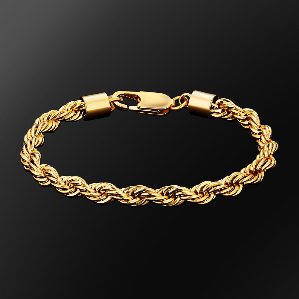 6mm Rope Bracelet in Gold