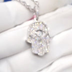 Ice Out Hamsa Moissanite Pendant in White Gold