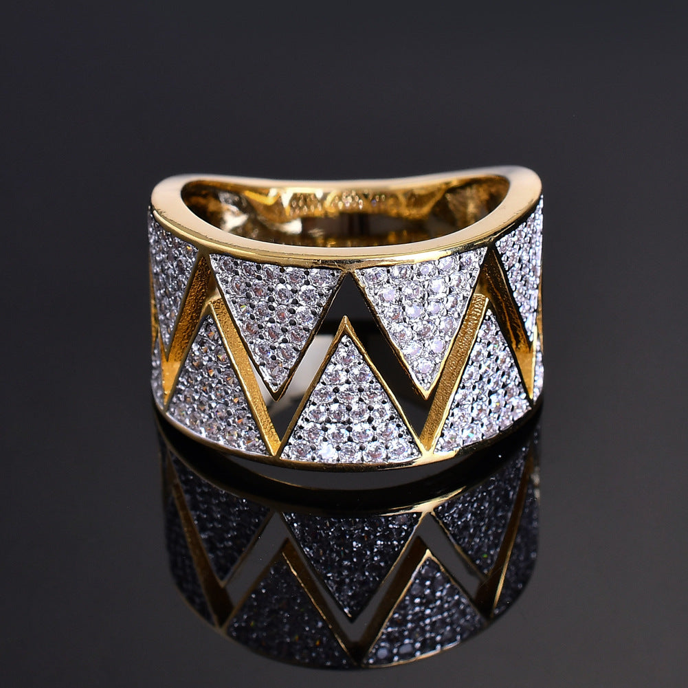 Moissanite Triangle W Geometric Ring