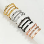 3Pcs Crown Beads and Roman Number Steel Bracelet Set