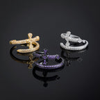 Iced Moissanite Sword Open Ring - Purple/White