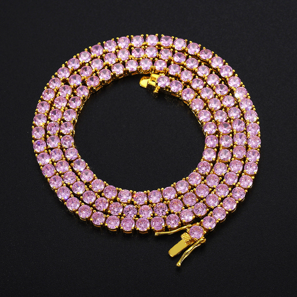S925 4mm Moissanite Pink Tennis Chain