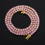 S925 4mm Moissanite Pink Tennis Chain