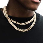 9mm Moissanite Diamond Cuban Chain In Gold