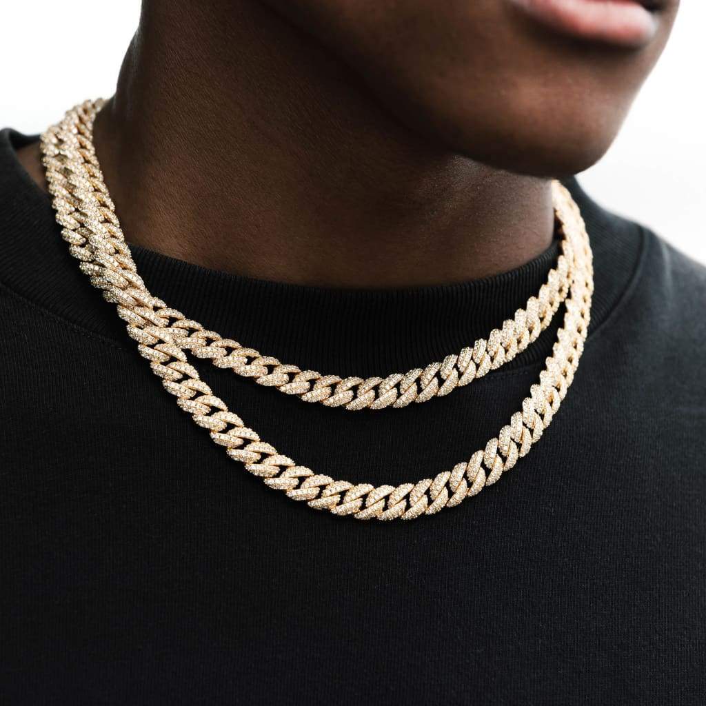 9mm Moissanite Diamond Cuban Chain In Gold