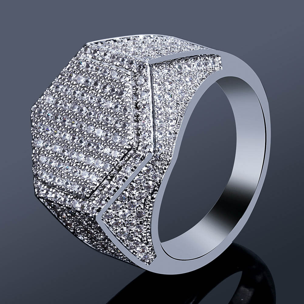 19mm Moissanite Hexagon Hip Hop Ring