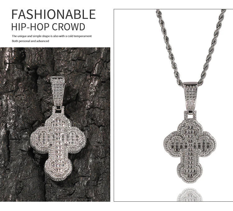 Iced Out Cross Pendant for Men Hip Hop Jewelry