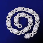 15mm Evil Eye Cuban Chain - 18K White Gold Plated