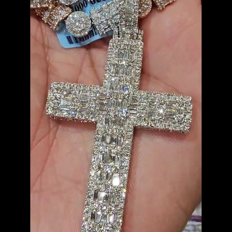 Dual-Tone Cross & Ball Necklace Set - 18K Rose/White Gold