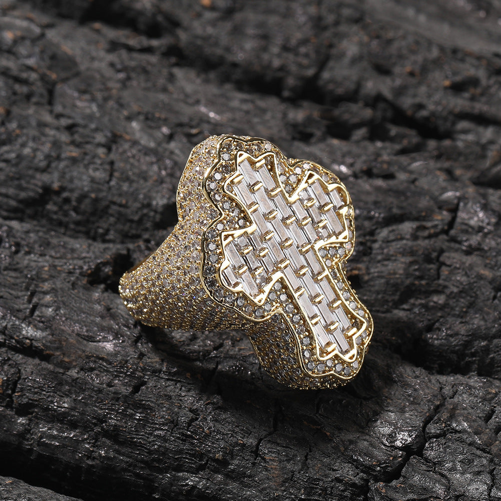 Baguette Flower Bud Moissanite Cross Ring