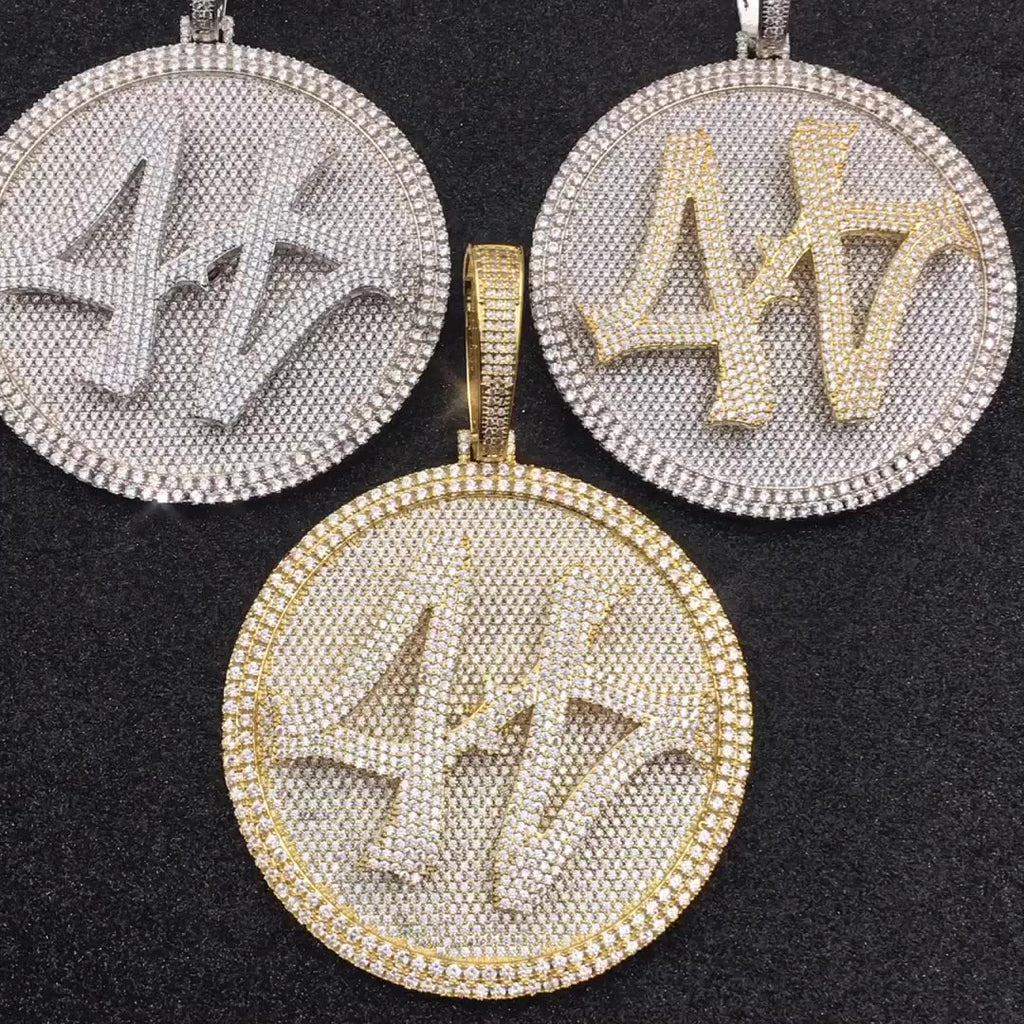 Number 44 Moissanite Rotatable Large Turntable Solid Pendant