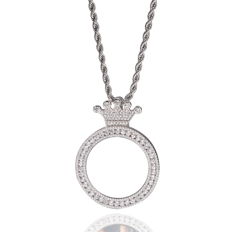 Iced Custom Crown Photo Moissanite Pendant