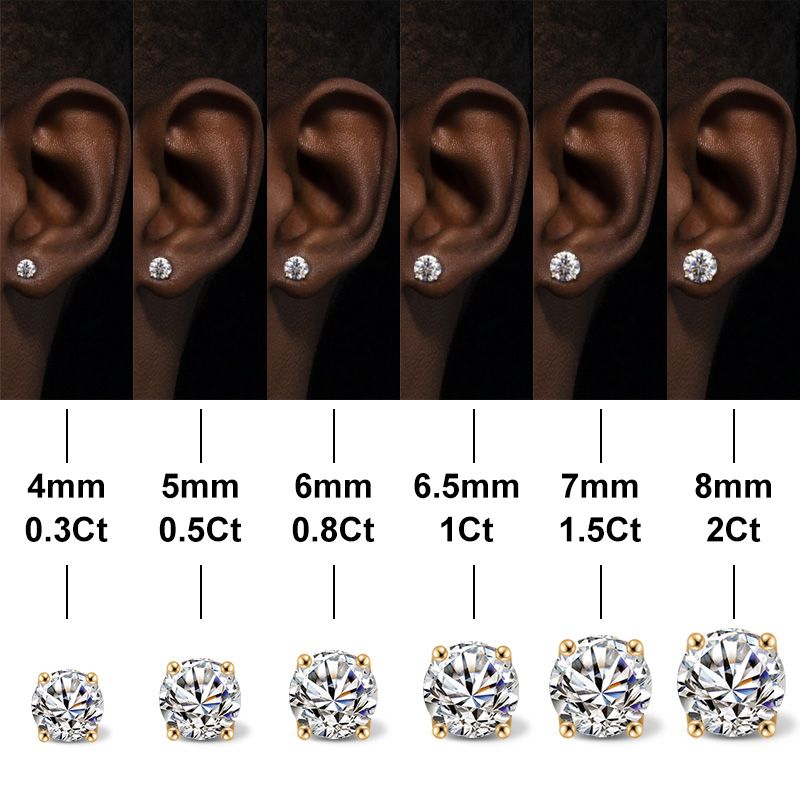 0.5Ct/1Ct/2Ct VVS1 Moissanite Brilliant Round Cut Stud Earrings in S925