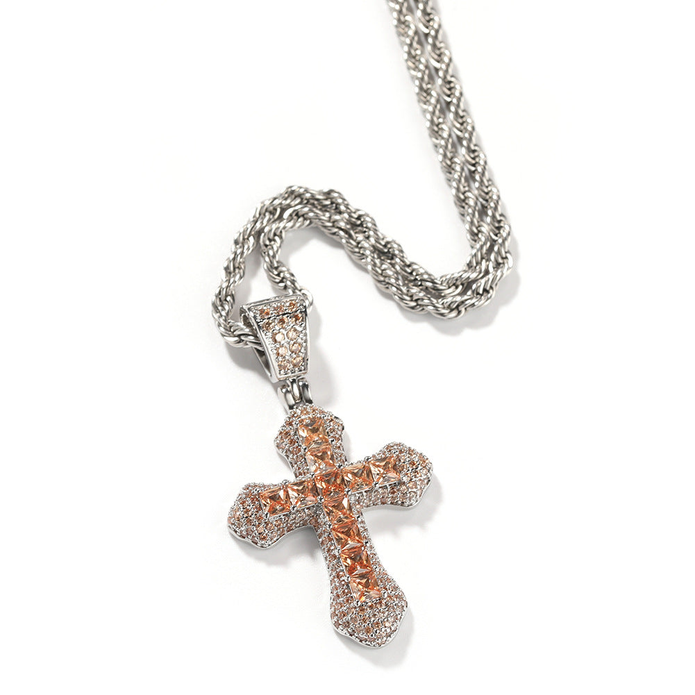 VVSBOX New Multicolor Cross Moissanite Pendant