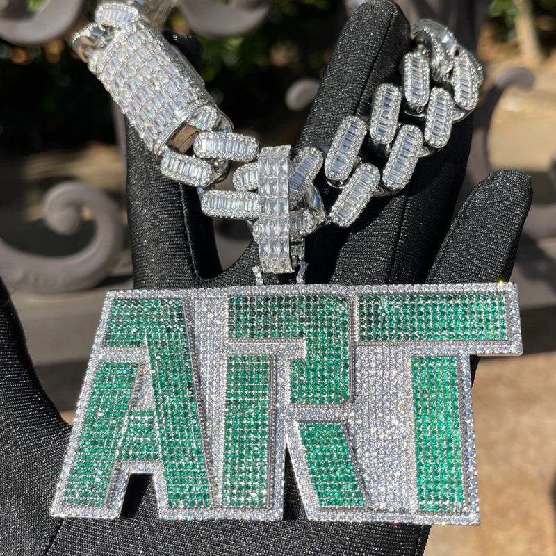 Moissanite Hip Hop Color Font DIY Customizable Letter Pendant