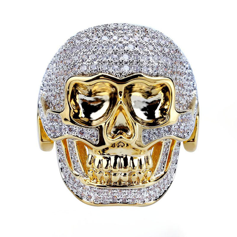 Moissanite Personality Hip Hop Punk Skull Bully Ring