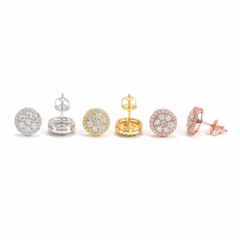 Moissanite Hip Hop Fashion Round Earrings