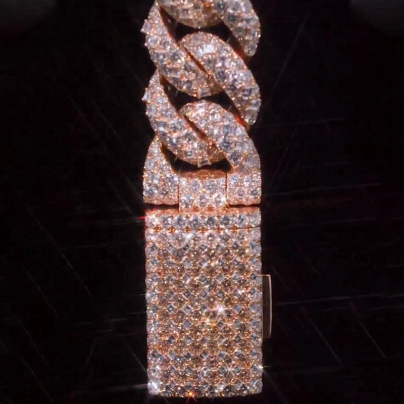 22mm Round and Carre Cut Zircon Cuban Chain