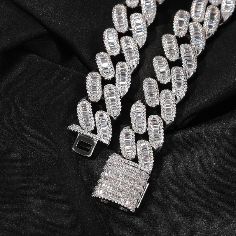 15mm Moissanite T Square Ice Out Diamond Cuban Chain