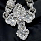 Moissanite Ball Cross Pendant Chain Set
