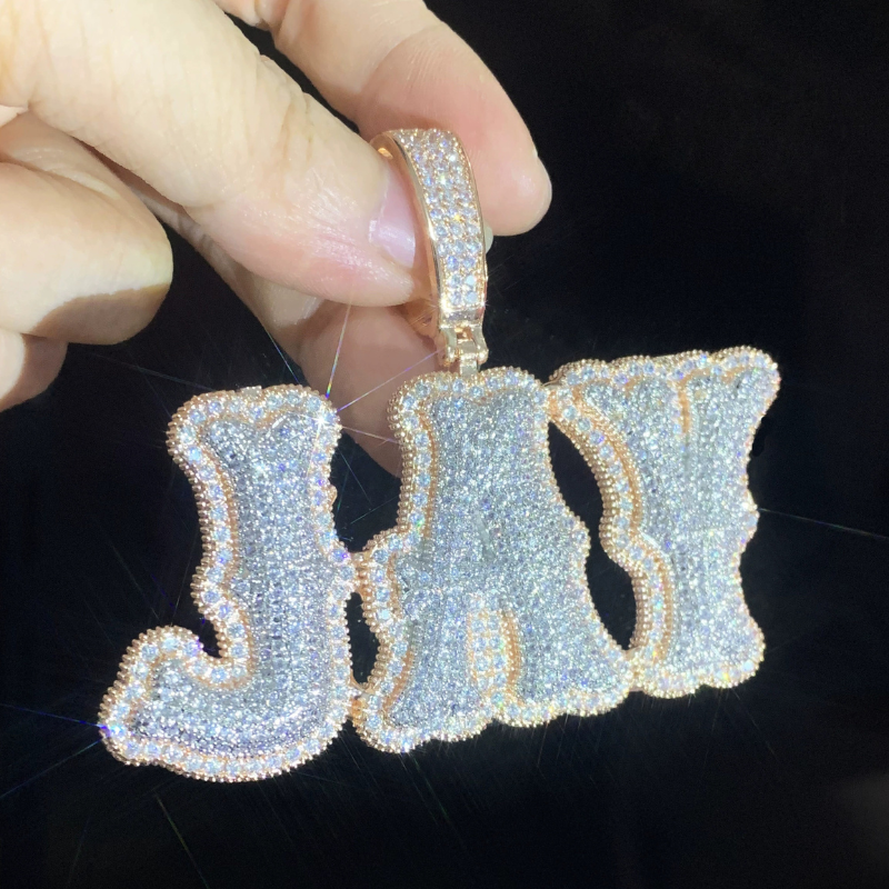 Moissanite Bone Joint Shape Letter Custom Pendant
