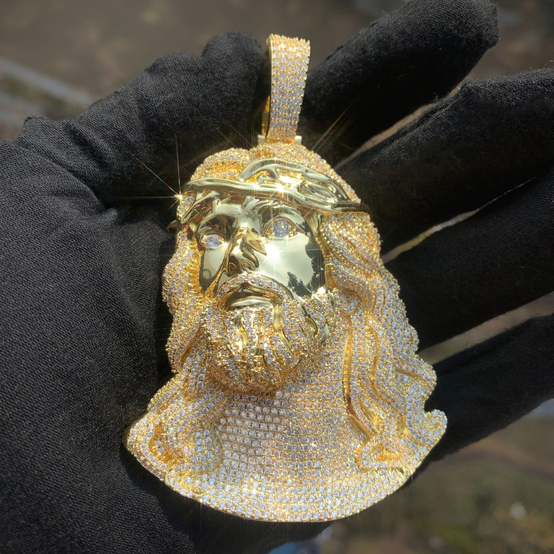 Moissanite Hip Hop Big Wave Jesus Pendant（In stock）