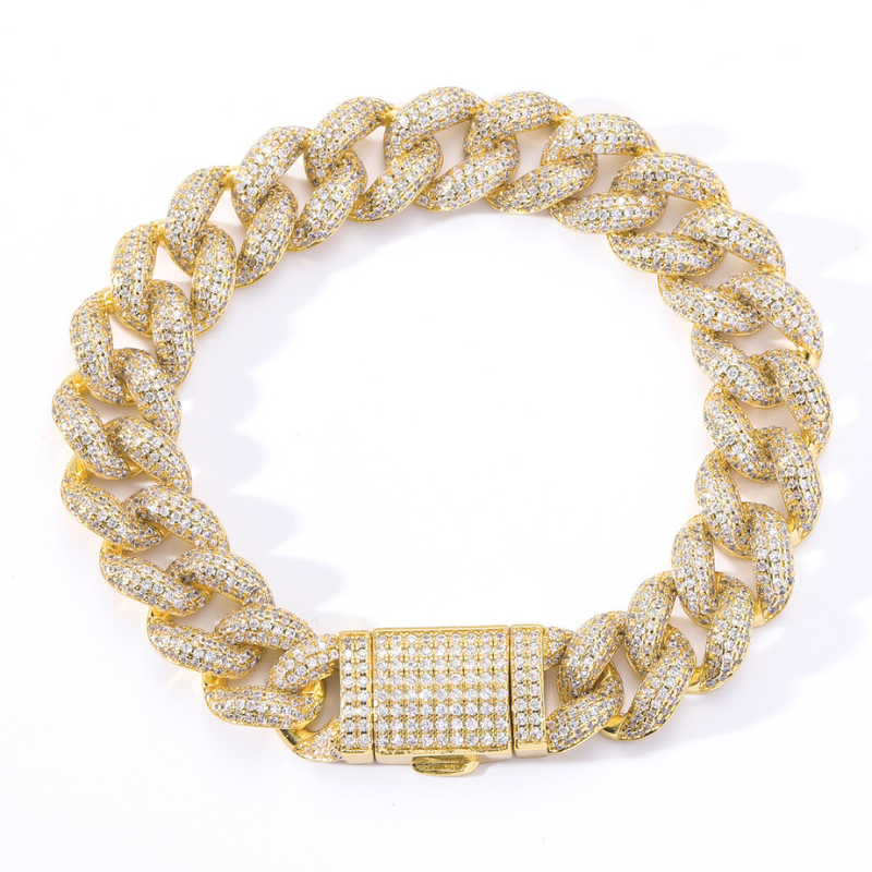 12mm Moissanite Bubble Micro inlay Cuban Bracelet