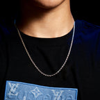 3mm Mens Rope Chain in White Gold
