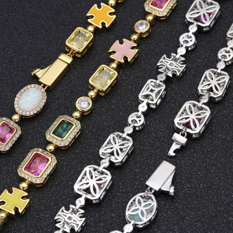 10mm Moissanite Hip Hop Colored Gemstone Art Chain