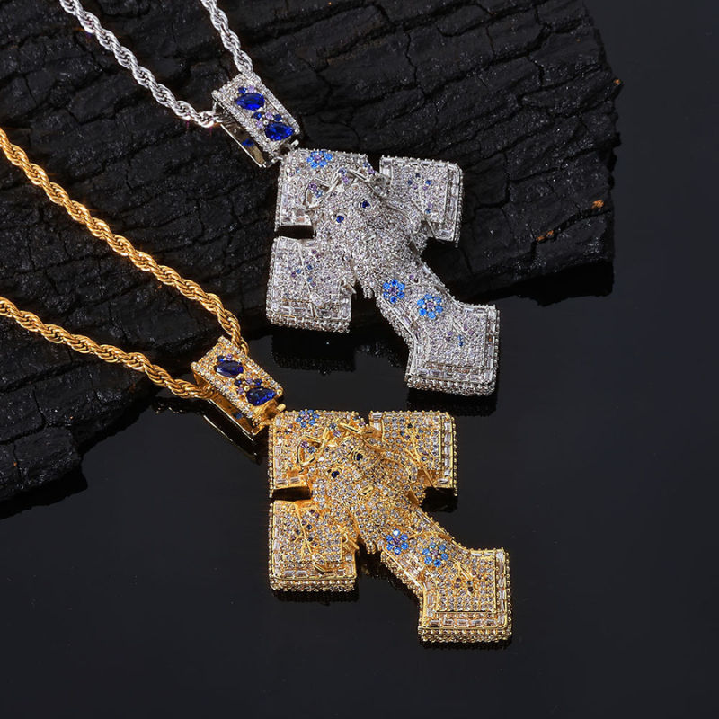 Moissanite Colorful Jesus Cross Pendant