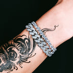5mm Moissanite Tennis and 12mm Cuban Link Bracelet Set for Men's