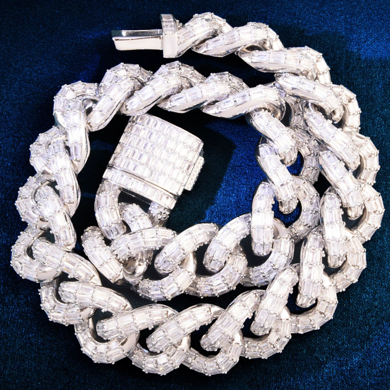21mm Moissanite Trapezoid Diamond Cuban Chain