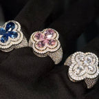 Moissanite Clovers Three-Dimensional Ring