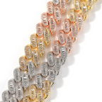 15mm Moissanite Hip Hop Three-color Cuban Chain