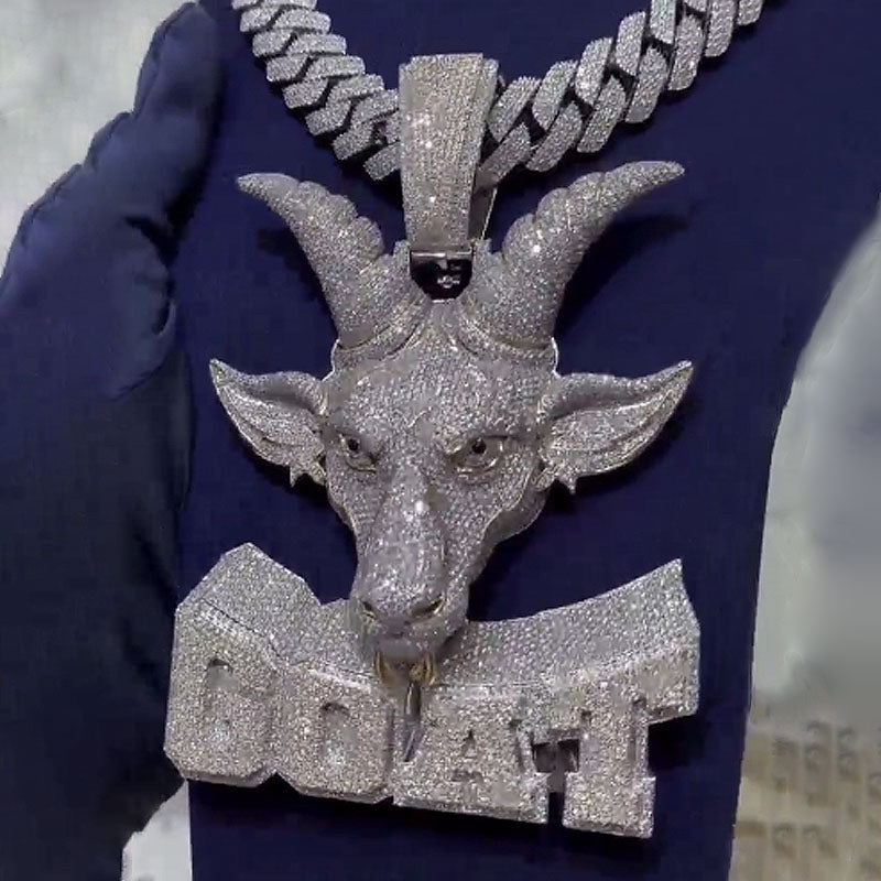 Moissanite Three-dimensional Goat Pendant (Smaller Version)