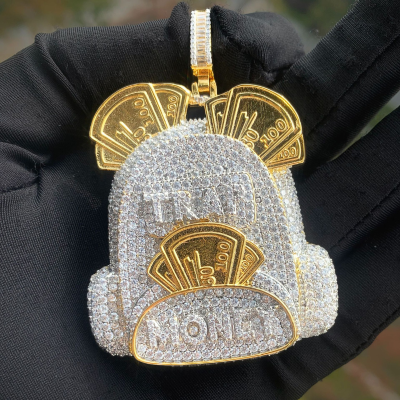 Moissanite Hip Hop Letter Backpack Pendant