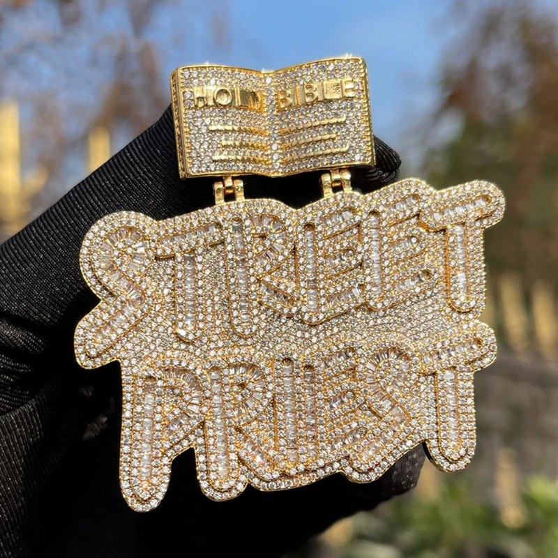 Moissanite Hip Hop "STREET PRIEST" Letter Pendant