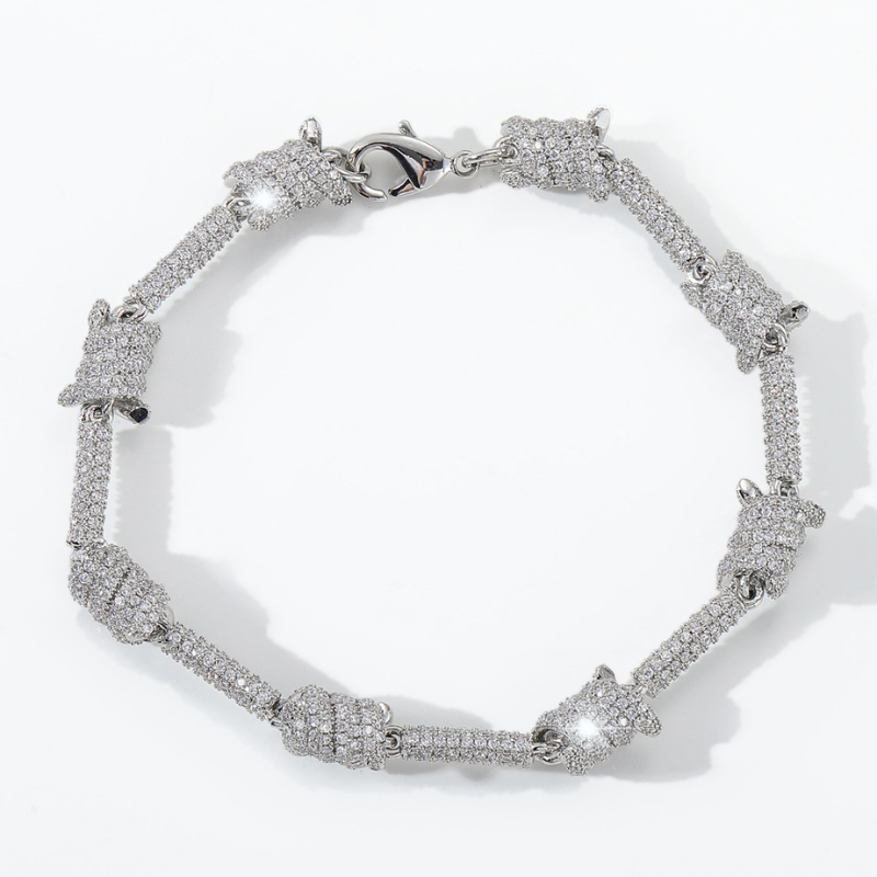 7.6mm Moissanite Punk Screw Knob Bracelet