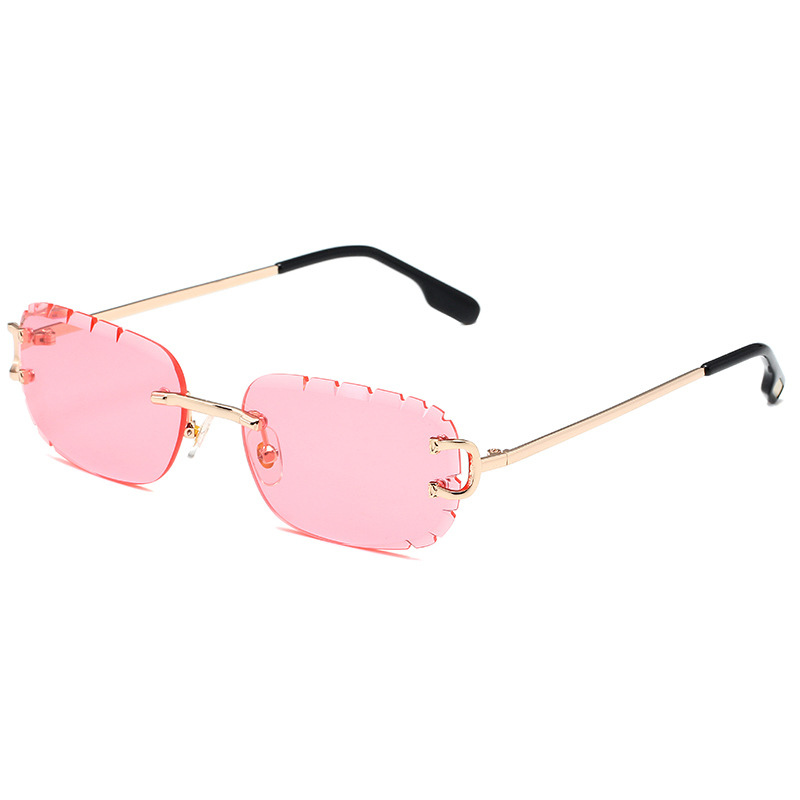 New Pattern Cut Edge Oval Frameless Sunglasses