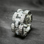 Moissanite Design Irregular Step Square Ring