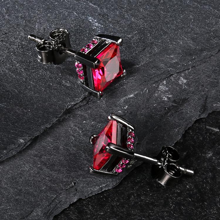 S925 Moissanite Ruby Diamond Stud Mens Earrings