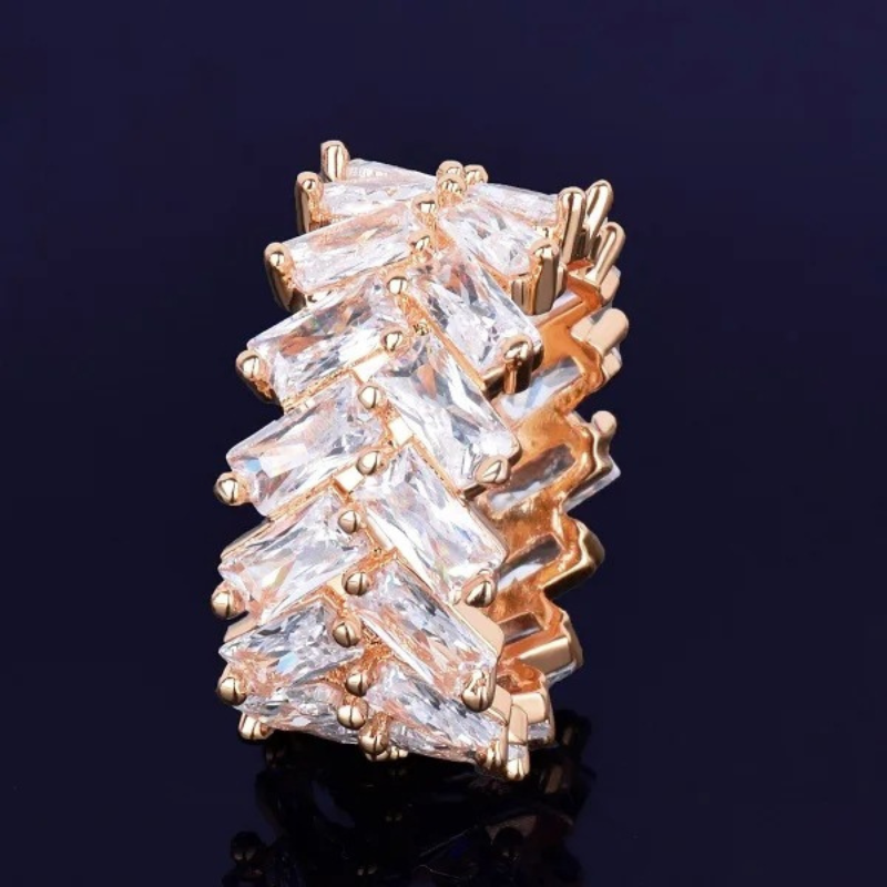 Moissanite Hip Hop Sparkling Geometric Diamond Ring