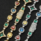 10mm Moissanite Hip Hop Colored Gemstone Chain