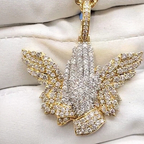 Moissante Butterfly Praying Hands Pendant