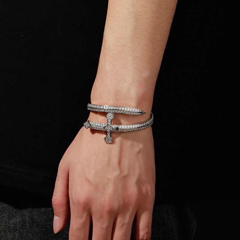 Iced Sword Bangle Moissanite Bracelet