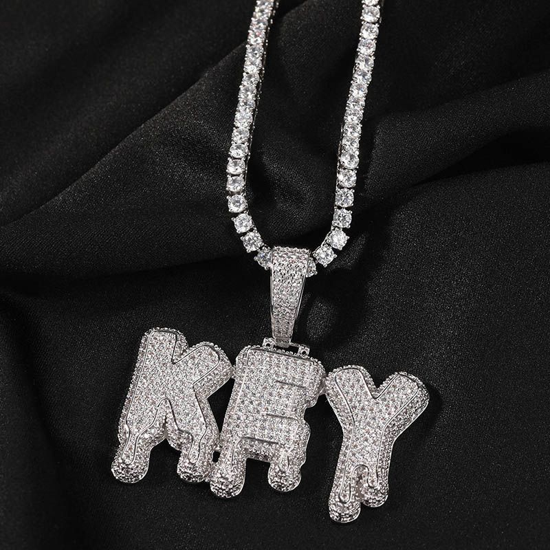 Custom Iced Drip Letters Name Moissanite Pendant