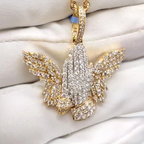 Moissante Butterfly Praying Hands Pendant