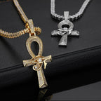 Moissanite Eye of Horus Ankh Pendant in 925 Sterling Silver