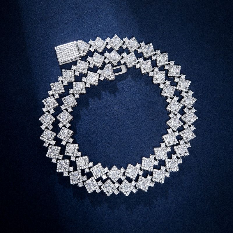 10mm Moissanite Cloister Link Chain in White Gold